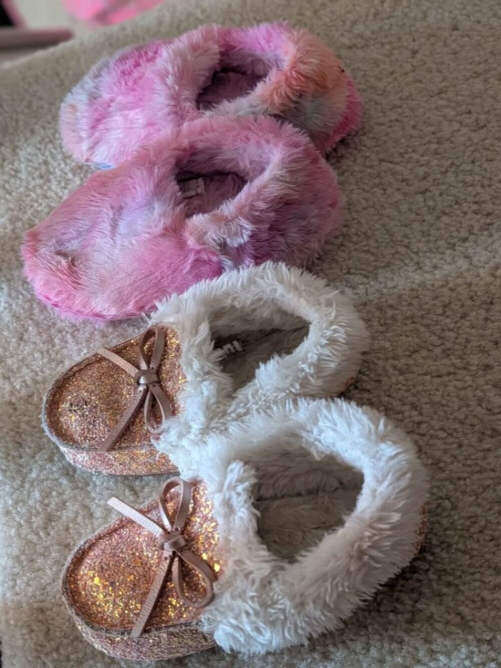 Girls fuzzy Sherpa glitter teddy house slippers wonder nation & cat jack target